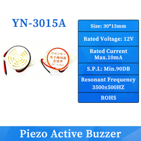 Alarme sonore continue 3015A 30*15mm DC12V 90DB SFM-27 Mini avec fil, buzzer piézoélectrique actif, ROHS&CE, fabriqué à Shenzhen