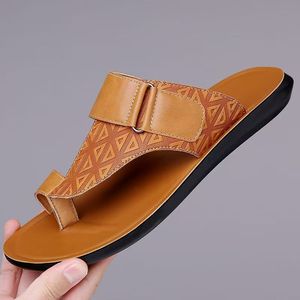 Chaussons d'extérieur jetables pour hommes été/hiver, modèle 2025, légers, en cuir véritable, avec boucle, design tendance, tongs de sport - Product Image 2