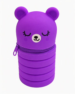 Trousse à crayons télescopique multi-niveaux en silicone souple, motif dinosaure de dessin animé, avec fermeture éclair, 18*21CM, pour enfants et salle de classe - Product Image 1