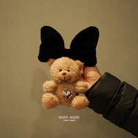 Ourson en peluche sac à dos pendentif voiture porte-clés nœud papillon mignon cartable poupée ornement chaîne