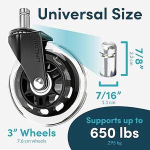 Offre Spéciale 75mm 2.5 pouces 3 pouces 4 pouces noir Pu polyuréthane pivotant chaise de bureau roulettes - Product Image 3