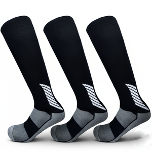 Calze da calcio extra lunghe, alte fino al ginocchio, con design a righe, per uso sportivo per adulti - Product Image 1