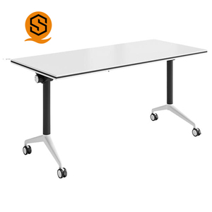 Bureau d'étude moderne mobile Shinestone avec ensembles de chaises, petite table de réunion, de <span class=keywords><strong>formation</strong></span> et de conférence pour 6 personnes, table pliante de bureau - Product Image 2