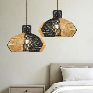 Handmade Woven Paper <b>Rope</b> Pendant Lampshade Rustic Style Eco Friendly Bedroom Coffee Shop Decorative <b>Light</b> Cover XH25-413 - Product Image 1
