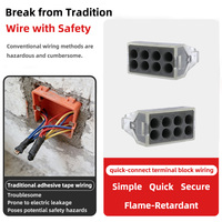 Connecteur de câblage à enfoncement 8 ports, courant max. 50A, 18-12AWG, contact en bronze phosphoreux étamé, borne électrique pour bâtiment