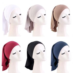 Nouvelle arrivée femmes casquettes de chimio extensible tête Wrap longue taille polyester couleur unie foulard - Product Image 3