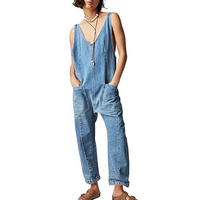 Canal 2025 décontracté sans manches ample Baggy salopette jean pantalon pulls avec poches pour femmes haut rouleau Denim combinaisons
