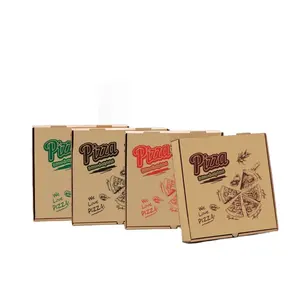 2024热卖快餐外卖包装披萨盒8 9 10 11 12英寸定制设计棕色瓦楞纸披萨盒带标志