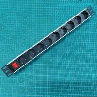 Barre d'alimentation Schuko 9 prises, montage en rack, PDU avec double interrupteur, 220V 16A AC, modèle en alliage d'aluminium DFES-61