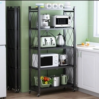 Étagère de rangement pliable à 3 niveaux en métal, amovible, empilable, pour la maison, la cuisine, le garage, rangement d'outils, étagères pliantes, capacité moyenne