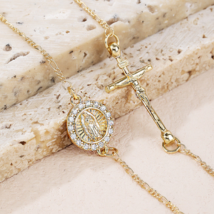 Gioielli in Rame Placcato Oro Italiano 18K Personalizzati all'Ingrosso, Forma Geometrica, <span class=keywords><strong>Alta</strong></span> Qualità con Zirconi per Donna - Product Image 2