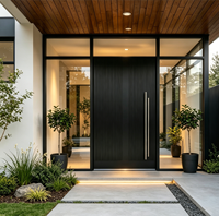 Porte d'entrée de luxe, design moderne, haute sécurité, porte extérieure, entrée moderne, portes en bois et en aluminium à double vitrage pour maisons