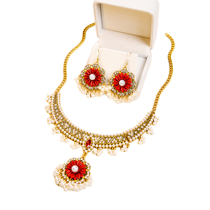 Collier Kundan de mariée doré SKU-530 D-4 - Product Image 1
