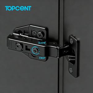 Charnières de <span class=keywords><strong>porte</strong></span> dissimulées Topcent 3D ajustables 35 mm à fermeture douce en fer noir, charnière hydraulique pour meubles, charnière dissimulée à fermeture douce en acier pour cuisine - Product Image 1