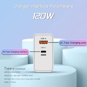 120w qc3.0 यूएसबी दीवार चार्जर सुपर फास्ट चार्जिंग पावर सप्लाई एडाप्टर 6a यूएसबी सी केबल प्रकार सी डेटा वायर मोबाइल फोन चार्जर प्लग - Product Image 2
