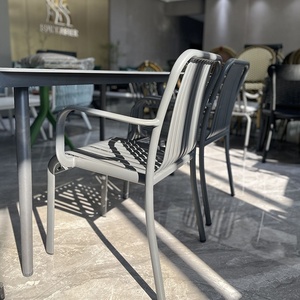 Muebles de restaurante al aire libre Juego de jardín de aluminio Hotel Villa Bistro Patio Mesa de comedor y sillas para 4-6 asientos - Product Image 2