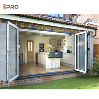 Portes en verre pliantes en aluminium à double battant, porte de bus électrique pliante d'angle, pompe, porte pliante en aluminium