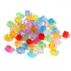 DIY 8/10/12 मिमी रंगीन हीरे के पहलू वाले ऐक्रेलिक मोती, आभूषण बनाने के लिए DIY पर्दा बैग प्लास्टिक के ढीले मोती थोक