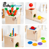Boîte d'activités Montessori multifonctionnelle en bois, jouet éducatif 4-en-1 Récolte de carottes et jeu de monnaie pour tout-petits Vente en gros Z12657D