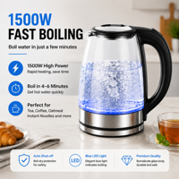 Bouilloire électrique intelligente en verre avec contrôle de la température, fonction maintien au chaud, bouilloire à eau en verre transparent pour préparer le thé et le café
