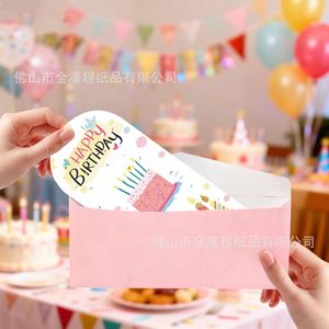 การ์ดอวยพรวันเกิดพร้อมซองจดหมาย กระดาษรูปทรงสี่เหลี่ยมผืนผ้า พิมพ์ดิจิทัลแบบพับได้เคลือบเงา สำหรับโอกาสวันเกิด - Product Image 4