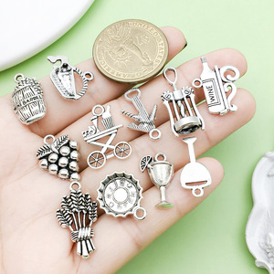 Antique Silver Alloy Wine Series Pendant Mixed Shapes DIY Jewelry Accessories For <b>Bracelet</b> Necklace Making - Product Image 2
