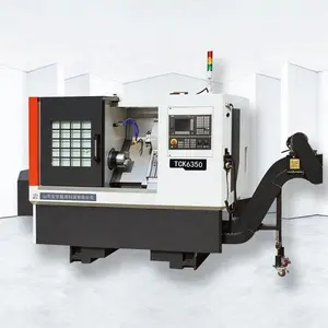 Pequeno leilão torno máquina TCK6350 cama inclinada torno cnc com estoque cauda hidráulica