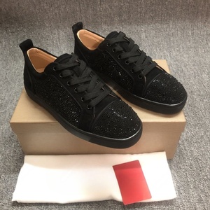 New Premium Black Rhinestone Embellished <b>Sneakers</b> Sparkly Crystal Low-Top Casual Party Shoes - Product Image 1