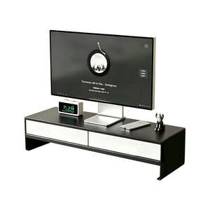 Soporte para monitor de escritorio con cajón y estante de almacenamiento, organizador de escritorio de oficina de 2 niveles para electrónica y papelería - Product Image 1
