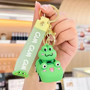 Handmade PVC Injection Silicone Keychain Coin Holder with Schoolbag Pendant Silk Screen Printed Blind Box Doll Keychain