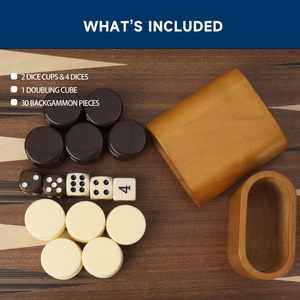Premium Wooden Folding Inlay <strong>Backgammon</strong> Board <strong>Game</strong> Set <strong>Classic</strong> Traditional Board <strong>Games</strong> for Kids and Adults - Product Image 4