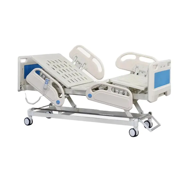 Cama de hospital eléctrica de alta calidad con ruedas de lujo silenciosas y cabezal/pie de ABS desmontable