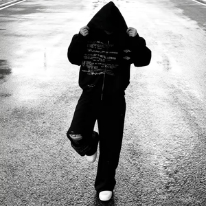 Leopard Thêu Logo Đau Khổ Lỗ Thiết Kế Thoáng Khí Thời Trang Dạo Phố Dây Kéo Tracksuit Người Đàn Ông Dtg In Ấn Tùy Chỉnh Cộng Với Kích Thước Bộ - Product Image 5