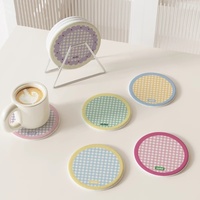 Sous-verre coréen en gros à carreaux colorés, antidérapant, absorbant, impression par transfert thermique moderne, durable pour salon