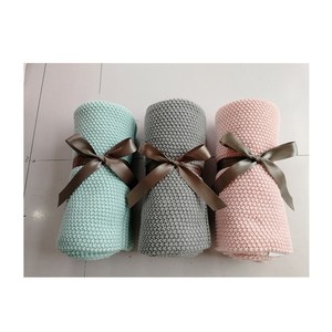 50CI50 100%cotton 100% Acrylic Rice <strong>Stitch</strong> Knit Blanket <strong>Throw</strong> - Product Image 1