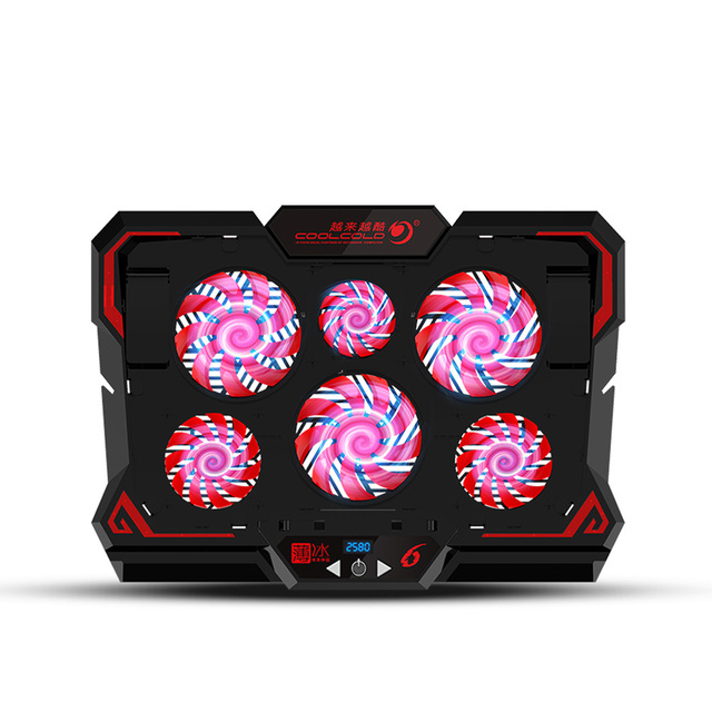 Portable Super Slim 17 Inch RGB Gaming Cooling Pad Heavy Duty 6 Fans Dual USB 5V Air Flow Notebook Cooler Laptop Cooling Pads