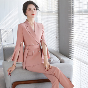 Conjunto <span class=keywords><strong>de</strong></span> 2 piezas <span class=keywords><strong>de</strong></span> moda Blazer <span class=keywords><strong>de</strong></span> doble botonadura suave con pantalón <span class=keywords><strong>Suite</strong></span> <span class=keywords><strong>de</strong></span> oficina - Product Image 4