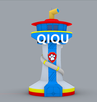 QIQU Tour de Garde Gonflable Géante de 4M de Haut, Modèle HQ en Tissu 210D Durable, Motif Dessin Animé, avec Souffleur, pour Événements, Publicitaire, Étanche