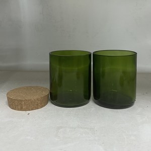 Tùy Chỉnh Sang Trọng Cắt Rượu Vang Chai Màu Xanh Lá Cây Nến Container Lọ Thủy Tinh Với Gỗ Có Nắp Đậy 10Oz 300Ml Vòng Nến Chủ Lọ Thủy Tinh - Product Image 5