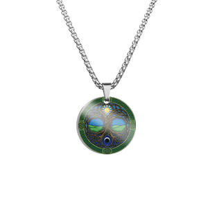 Collar de árbol de la vida redondo estético colorido de acero inoxidable a la moda - Product Image 5