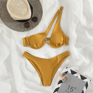 Maillot de bain sexy 2 pièces push-up en tissus recyclés personnalisables, avec bretelles à volants, séchage rapide, service OEM - Product Image 1