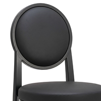 Chaise de salle à manger en bois rembourrée noire avec dossier rond pour restaurant, hôtel, banquet