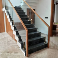 Rampe d'escalier moderne en verre avec tige en aluminium et acier inoxydable pour balustrade carrée sans cadre – Prix des rampes d'escalier en aluminium