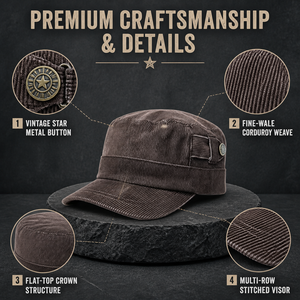 Casquette plate rétro en velours côtelé taupe à visière courte, style casquette de baseball, casquette cadet avec bouton métallique, <span class=keywords><strong>pour</strong></span> la chasse et les activités de plein air - Product Image 3