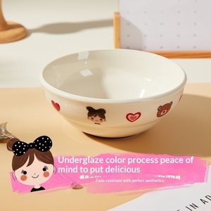 2026 New Underglaze Color Ceramic Soup Noodle Bowl Cute Cartoon Design Non-Toxic Dishwasher Safe Eco-Friendly Household Use - Product Image 3