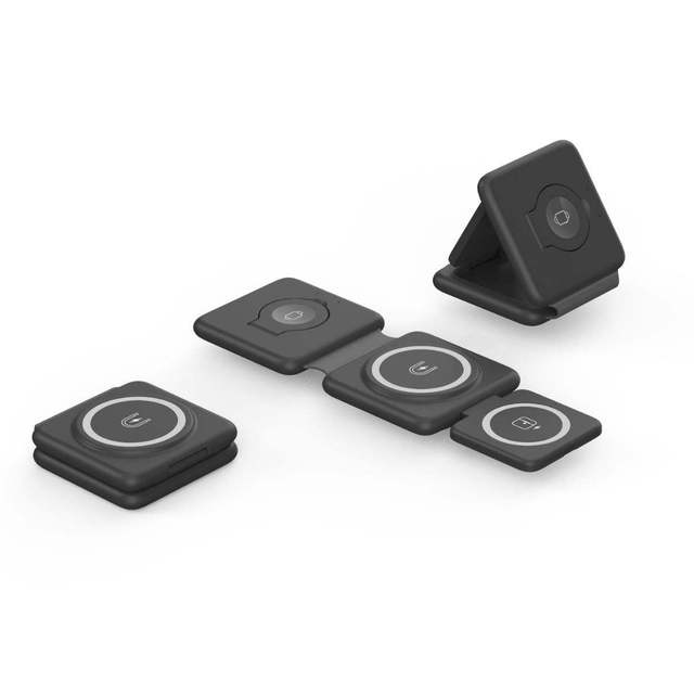3 1 Magnetic Foldable Wireless Charging Station Type-C Port 15W 5V/3A 5V/2A Fast Charging Desktop Charger Stand for Earphone