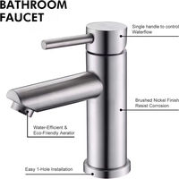 Robinet de lavabo à poignée unique en acier inoxydable avec ligne d'alimentation en eau universelle