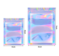 Sacs en plastique holographiques transparents à fermeture éclair unilatérale, petits sacs refermables à fermeture éclair, emballages refermables, sacs holographiques en Mylar
