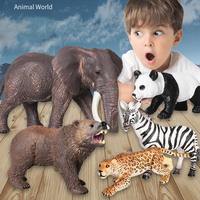 Figuras de Animales Salvajes Realistas, Juguetes de Plástico Suave, Animales del Zoológico, Tigre, León, Elefante, Jirafa, Modelo de Juguete de PVC para Niños, Aprendizaje y Juego
