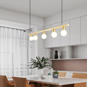 โคมไฟระย้าห้องอาหารทองแดงทั้งชิ้น สไตล์มินิมอลทันสมัย ปี 2024 ดีไซน์นอร์ดิกแบบเส้นเดียว สำหรับโต๊ะยาว - Product Image 4